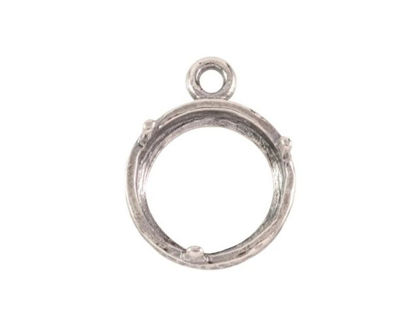 Rivoli Setting, 1 Loop, 12mm, Open Back - Antiqued Silver Plated (Each)