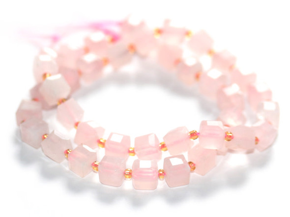 Dakota Stones Rose Quartz 7 x 10mm Table Cut Cube 15-16" Bead Strand