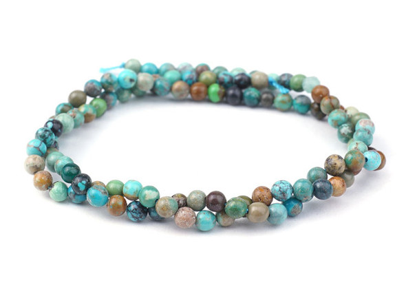 Dakota Stones Hubei Turquoise 4mm Multi Round - 15-Inch Bead Strand