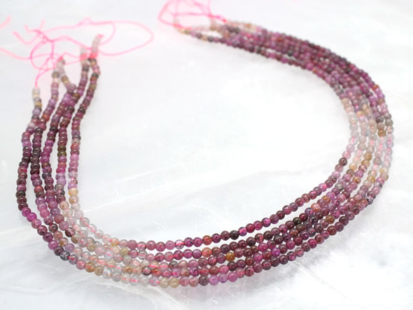 Dakota Stones Ruby Banded 3mm Round Bead Strand