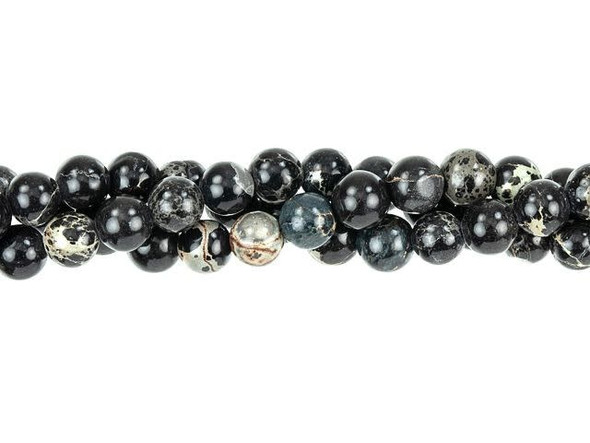 Dakota Stones 4mm Black Impression Jasper Round Bead Strand