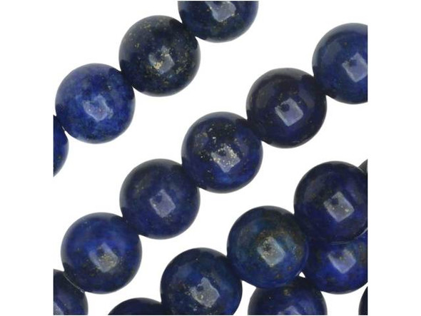 Your jewelry will dazzle everyone with subtle hints of gold glitter when you use the lapis lazuli 6mm round beads from Dakota Stones. Available by the strand, these beads feature a round shape and a versatile size you can use in any jewelry design. The dark blue color of these beads is lit up by flecks of gold glitter. Lapis lazuli is a semi-precious stone that contains primarily lazurite, calcite and pyrite. It was among the first gemstones to be worn as jewelry. Try pairing these beads with gold components. Metaphysical Properties: Lapis lazuli is said to enhance insight, intellect and awareness.Because gemstones are natural materials, appearances may vary from bead to bead. Each strand includes approximately 34 beads.