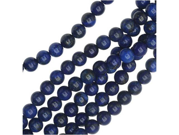 Your jewelry will dazzle everyone with subtle hints of gold glitter when you use the lapis lazuli 6mm round beads from Dakota Stones. Available by the strand, these beads feature a round shape and a versatile size you can use in any jewelry design. The dark blue color of these beads is lit up by flecks of gold glitter. Lapis lazuli is a semi-precious stone that contains primarily lazurite, calcite and pyrite. It was among the first gemstones to be worn as jewelry. Try pairing these beads with gold components. Metaphysical Properties: Lapis lazuli is said to enhance insight, intellect and awareness.Because gemstones are natural materials, appearances may vary from bead to bead. Each strand includes approximately 34 beads.