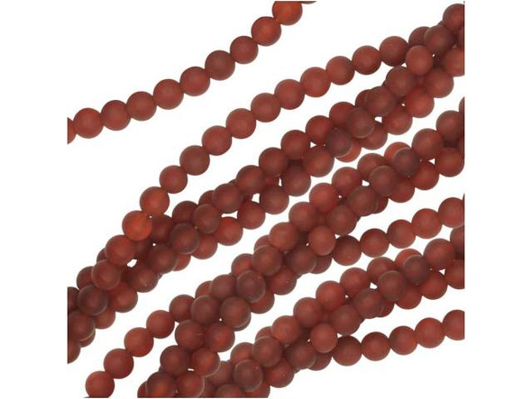 Dakota Stones Matte Carnelian 4mm Round 8-Inch Bead Strand