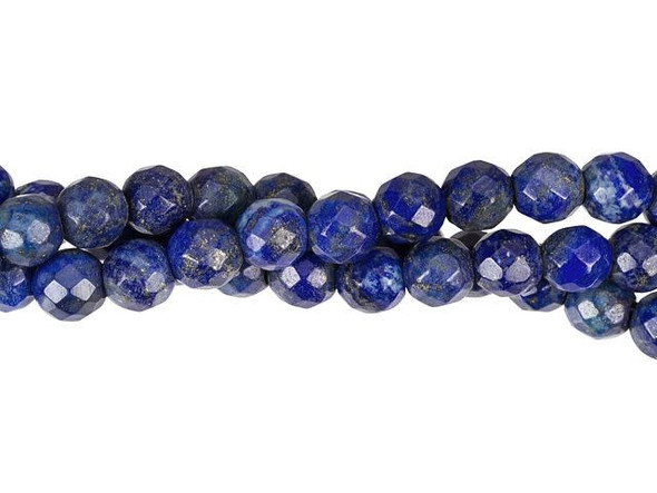 Dakota Stones 8mm Lapis Large-Hole Faceted Round Bead Strand