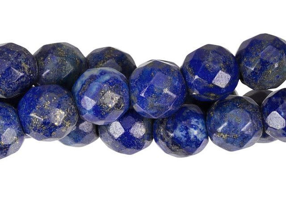 Dakota Stones 8mm Lapis Large-Hole Faceted Round Bead Strand