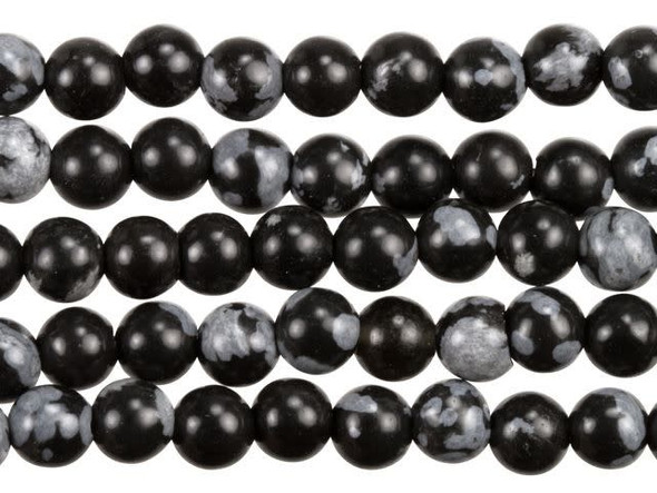 Dakota Stones Snowflake Obsidian 4mm Round Bead Strand