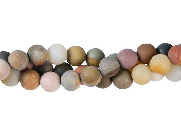 Earthy beauty fills these gemstone beads from Dakota Stones. These beads feature amazing green, orange, brown, and gray colors in beautiful patterns. The matte finish adds to their organic look. They are round in shape, so you can use them in necklaces, bracelets, and even earrings. They are available by the strand. Metaphysical Properties: Polychrome Jasper is said to be a stone of vitality and vibrancy.Because gemstones are natural materials, appearances may vary from bead to bead. Each strand includes approximately 48 beads.