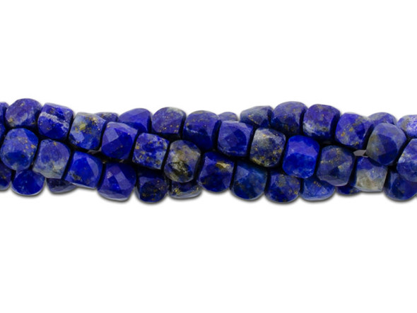 Bring gemstone beauty into your designs with these 4mm faceted cube beads from Dakota Stones. These beads feature a rounded cube shape with many facets that catch the light and add sparkle. These gemstone beads feature the rich blue color lapis is known for. Lapis is a semi-precious stone that was among the first gemstones to be worn as jewelry. Metaphysical Properties: Lapis is said to enhance insight, intellect and awareness. Because gemstones are natural materials, appearances may vary from piece to piece. Dimensions: 4 x 4mm &ndash; 5 x 5mm, Hole Size 0.8mm