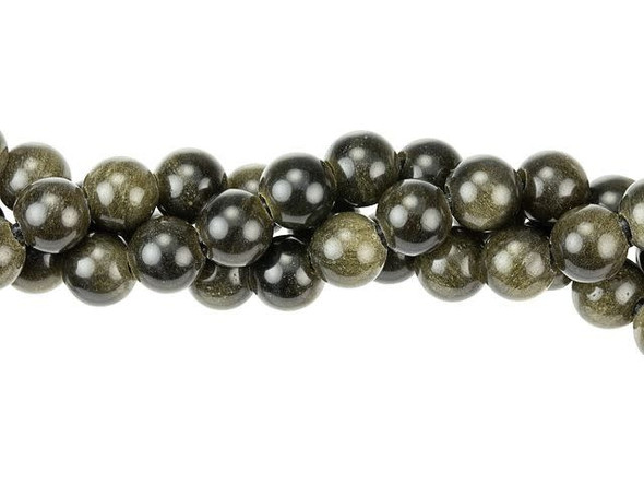 Dakota Stones Golden Obsidian 8mm Large-Hole Round Bead Strand