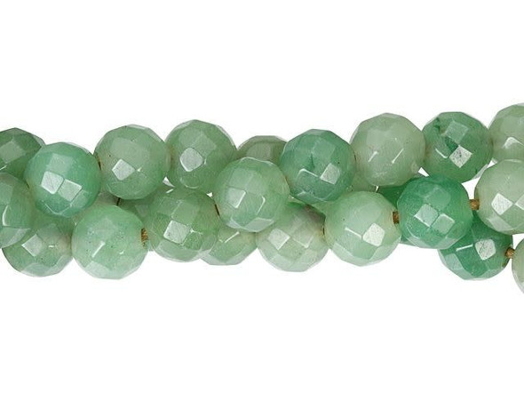 Dakota Stones Green Aventurine 10mm Large-Hole Faceted Round Bead Strand