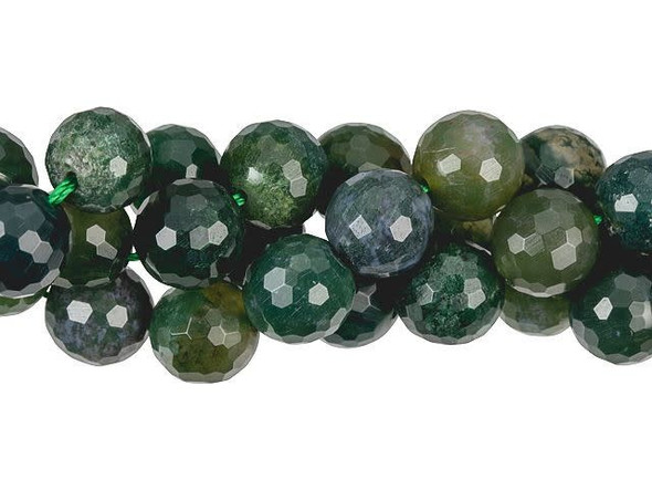 Dakota Stones Moss Agate 10mm Faceted Round Bead Strand