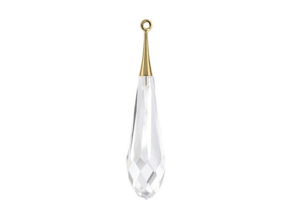 PRESTIGE Crystal Pure Drop Pendant w Cap, 21mm - Crystal/ Gold (Each)