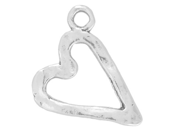 Sterling Silver Flat Open Heart Charm (Each)