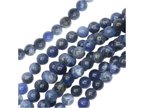 Let deep color fill your designs using the Dakota Stones 6mm sodalite round beads. Available by the strand, these beads feature a perfectly round shape full of classic style that will work anywhere. They are versatile in size, so you can use them in necklaces, bracelets or even earrings. These beads feature dark blue color with hints of cloudy white and gray. Use these gemstone beads to add rich style to your designs.Because gemstones are natural materials, appearances may vary from piece to piece. Each strand includes approximately 34 beads. 