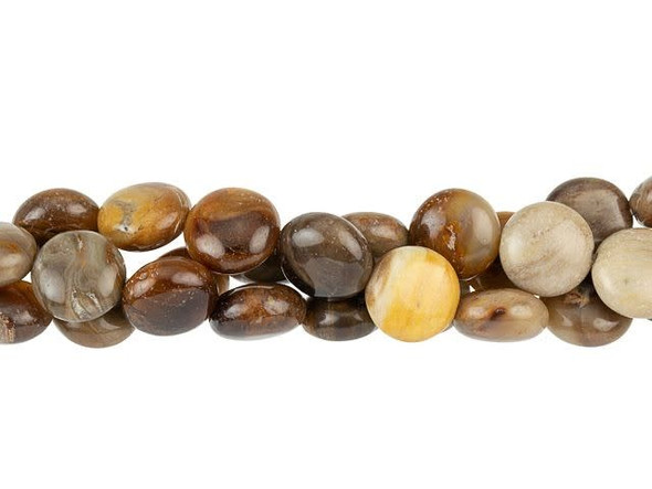 Dakota Stones Wood Opalite 8mm Puff Coin Bead Strand