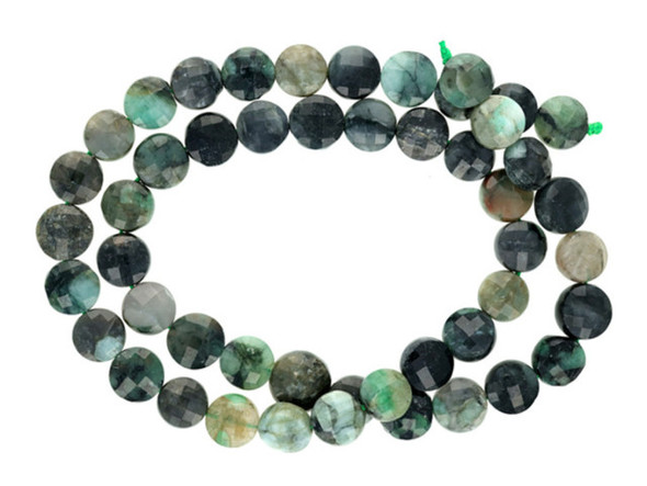 Dakota Stones Emerald 8mm Coin Faceted - 15-16 Inch 16-Inch Bead Strand