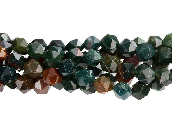 Dakota Stones Bloodstone 8mm Star Cut Round Bead Strand