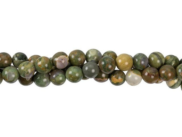 Create an organic style with these gemstone beads. These gemstone beads feature a classic round shape that can be used anywhere. They are the perfect size for matching necklace and bracelet sets. These rhyolite beads feature swirls of sage, olive, cream, and brown colors, perfect for adding woodland beauty to any style. Rhyolite was named "streaming rock" because of its beautiful bands, bubbles, and crystal-rich layers that form as lava flows onto the surface of the stone. Metaphysical Properties: Rhyolite shows us how to relish in the vast potential within ourselves. This is a stone used for meditation, progression in life, focusing on the present moment and for resolving issues not yet complete.Because gemstones are natural materials, appearances may vary from bead to bead. Each strand includes approximately 24 beads.