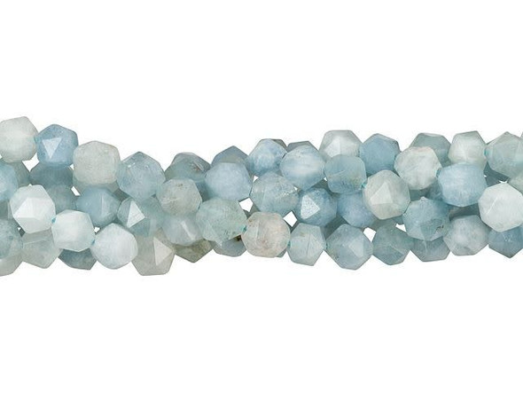 Put some icy elements in your style with these Dakota Stones beads. These gemstone beads feature a round shape with a star cut filled with triangular facets. You'll love using these versatile beads in necklaces, bracelets, and even earrings. These beads display colors of the sea, from pale blue and white to stormy gray-blue. They would work well in beach themes as well as winter styles. Try them in your designs today.Because gemstones are natural materials, appearances may vary from piece to piece. Each strand includes approximately 63 beads.