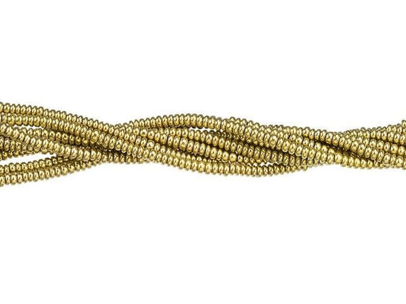 Dakota Stones Light Gold-Plated Hematite 2mm Rondelle Bead Strand