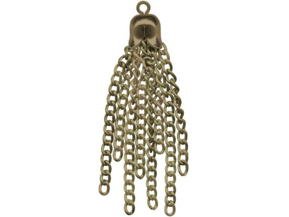 Chain Tassel, 8-Strand - Antiqued Brass Plated (12 Pieces)