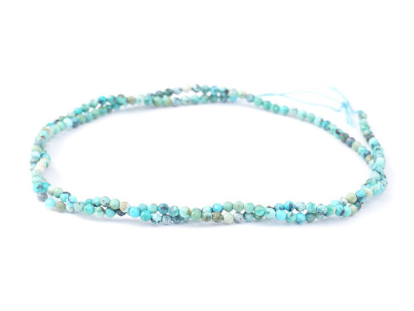 Dakota Stones Hubei Turquoise Natural Light Blue 2mm Round Faceted A Grade - 15-Inch Bead Strand