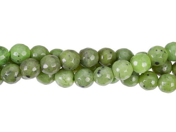 Dakota Stones Jade 8mm Large-Hole Faceted Round Bead Strand