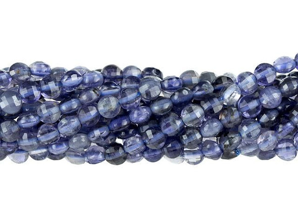 Dakota Stones 4mm Iolite Diamond Cut Faceted Coin Bead Strand