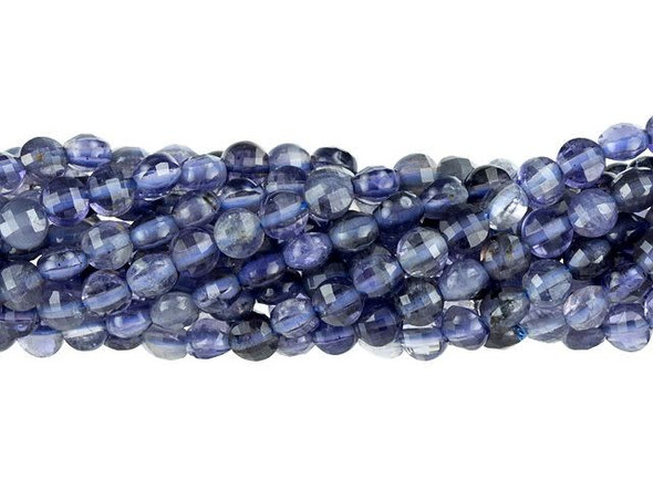 Add gleaming accents to designs with these Dakota Stones beads. These small gemstone beads feature a circular shape with a puffed edge and a diamond-cut faceted face. The surface catches the light in a multitude of directions. Use these small beads as accents of color and shine in all kinds of jewelry projects. Iolite most commonly occurs in shades of blue-gray, violet or indigo. It displays a visual property called "pleochroism," which means that it can appear to be different colors as it shifts in the light. Metaphysical Properties: Iolite is said to be a stone of calming and balance. Because gemstones are natural materials, appearances may vary from piece to piece. Each strand includes approximately 100 beads.