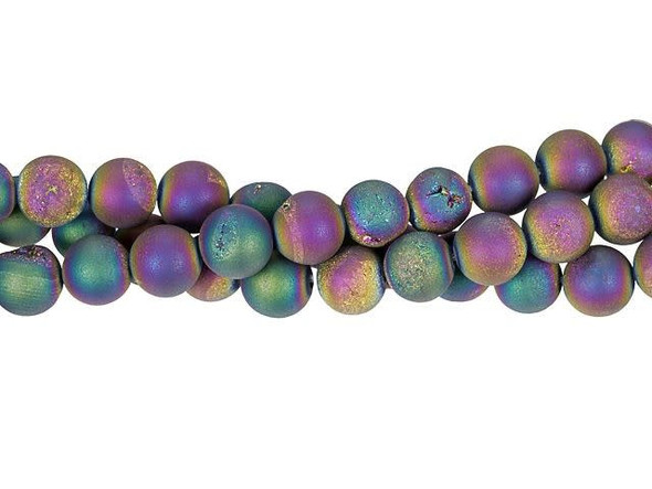 Dakota Stones Rainbow Druzy Agate 8mm Round Bead Strand