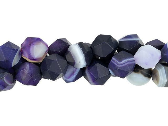 Dakota Stones 8mm Matte Purple Sardonyx Star Cut Round Bead Strand