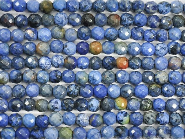 Add unique color to your designs with the Dakota Stones 8mm sunset dumortierite large-hole faceted round beads. Available by the strand, these beads feature a classic faceted round shape with diamond-shaped facets cut into the surface for more texture and shine. Each bead features a wide stringing hole, perfect for using with thicker stringing materials like leather cord. These beads feature dark blue, blue-green and cloudy white colors, with hints of reddish brown thrown in. Dumortierite is said to enhance organizational abilities and orderliness.Because gemstones are natural materials, appearances may vary from piece to piece. Each strand includes approximately 23 beads.