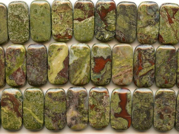 Dakota Stones Dragon Blood Jasper 10x20mm Double Drill Bead Strand