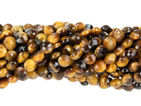 Dakota Stones 4mm Tiger Eye Diamond Cut Faceted Coin Bead Strand