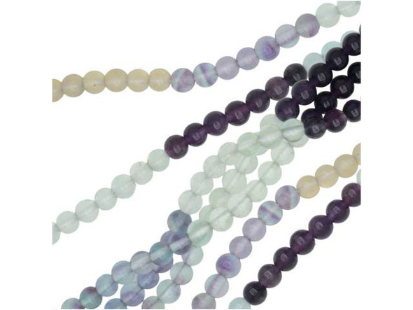 Dakota Stones Banded Fluorite 4mm Round 8-Inch Bead Strand