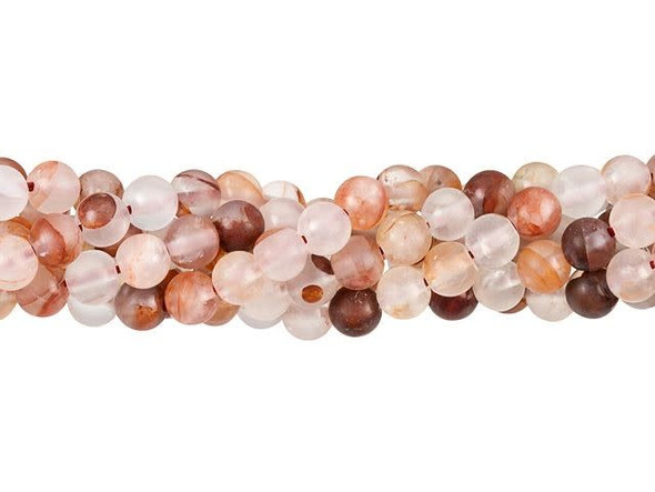 Create a rich color palette with these beads from Dakota Stones. These gemstone beads feature a beautiful blend of reddish-orange, deep red, brown, and frosted transparent colors. The matte finish gives them a soft appearance. They will add a rich look to any jewelry design. These beads are perfectly round, so they will work with a variety of styles. They are versatile in size, so you can use them anywhere. Add them to necklaces, bracelets, and even earrings.Because gemstones are natural materials, appearances may vary from piece to piece. Each strand includes approximately 63 beads.