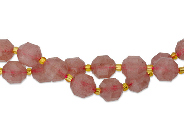 Dakota Stones Strawberry Quartz Faceted 10mm Energy Prism Bead Strand