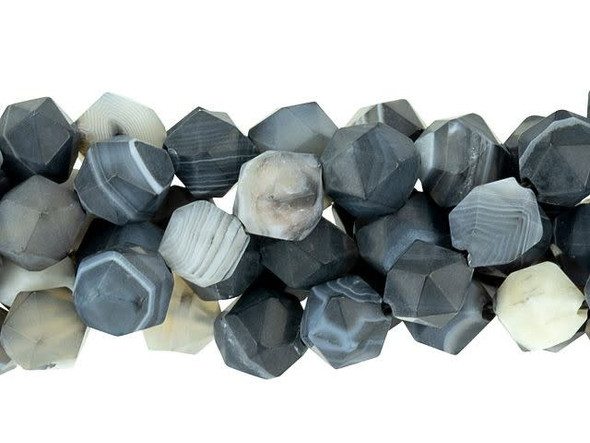 Create a bold gleam in your style with these Dakota Stones beads. These gemstone beads feature a round shape with a star cut filled with triangular facets. With 20 facets, a star cut gemstone enhances even the most intense colors. It makes a great complement to PRESTIGE bicones and you can try it in wire-wrapping projects, too. They are the perfect size for matching jewelry sets. Sardonyx has a Sard base, typically of brown, black, gray or amber, along with white Onyx. It features a distinctive, high-contrast banding throughout the stone. Sardonyx is sometimes treated to bring out its reddish tones. You'll love the matte appearance of these beads. Metaphysical Properties: Sardonyx is believed by some to improve memory and increase analytical skills. Because gemstones are natural materials, appearances may vary from bead to bead. Each strand includes approximately 48 beads