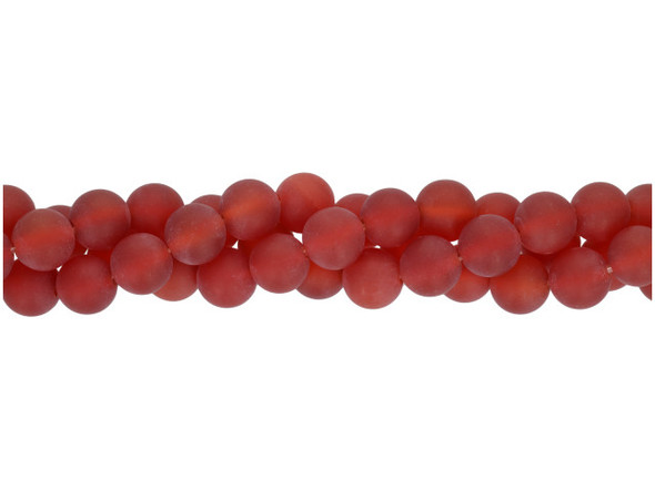 Like a setting desert sun, these matte carnelian 8mm round beads from Dakota Stones shine with hot color. Available by the strand, these beads are perfectly round and feature soft red color with hints of orange. These beads are the perfect size to showcase in necklaces and bracelets, so use them to create a fabulous jewelry set. Carnelian is a translucent chalcedony or an A-grade agate that receives its beautiful red tints from iron oxides. Most deep red carnelian is heat treated to darken the material evenly; these have been sandblasted to give them a matte finish. Carnelian is also known as the Mecca stone and natural agate. It has a Mohs hardness of 6.5. Metaphysical Properties: Often known as a motivation stone, carnelian is used for physical training and balancing body energy levels.Because gemstones are natural materials, appearances may vary from bead to bead. Carnelian is heat-treated to have a consistent color across the bead and strand. The color is very consistent. Each strand includes approximately 24 beads.