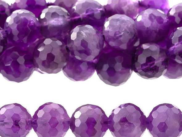 Bring the classic color of amethyst to your designs with these beads from Dakota Stones. These amethyst beads have a round shape with facets that catch the light. Amethyst is the official birthstone of February. It forms in silica-rich liquids deposited in geodes and is generally found in clusters of crystal points. Metaphysical Properties: This stone's name is derived from the Greek word amethystos, meaning "not drunken." People of ancient times believed it to protect the wearer from drunkenness. Today, this gemstone is believed to promote happiness.Because gemstones are natural materials, appearances may vary from piece to piece.