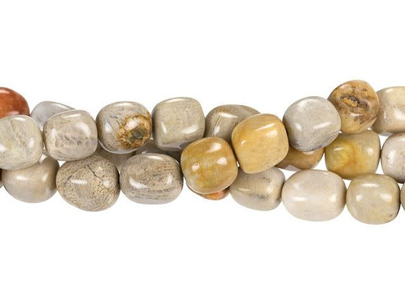 It's easy to create organic style with these Dakota Stones beads. These beads feature a rectangular nugget shape sure to stand out in designs. Add them to long necklace strands, showcase them in bold earrings, and more. You'll love using them in your designs. Fossil coral is a natural gemstone formed by ancient corals that have fossilized, leaving flower-like patterns in the stone. It is considered to be a type of agate. These beads display neutral beige, sand, mustard, and clay colors. Because gemstones are natural materials, appearances may vary from piece to piece. Each strand includes approximately 14 beads.