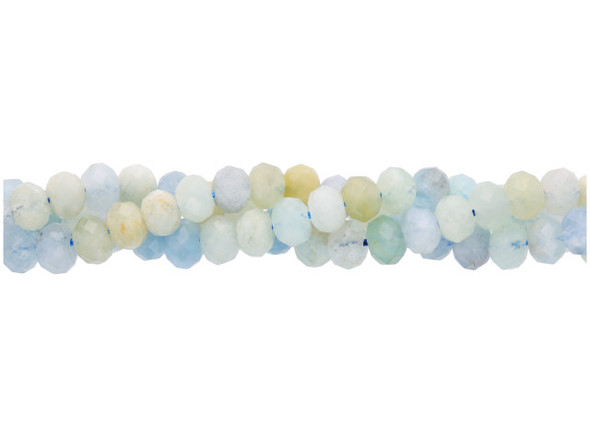 Bring the beauty of gemstones to your designs with this aquamarine beads from Dakota Stones. These beads feature a rondelle shape with facets that help catch the light. Aquamarine is the Latin term for “water of the sea.” This stone was once thought to be the treasure of mermaids, as well as a lucky stone for sailors.Because gemstones are natural materials, appearances may vary from piece to piece.