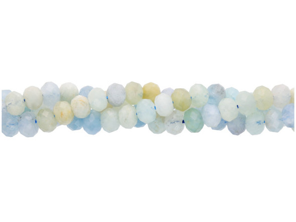 Dakota Stones Aquamarine 6mm Rondelle Faceted 16-Inch Bead Strand