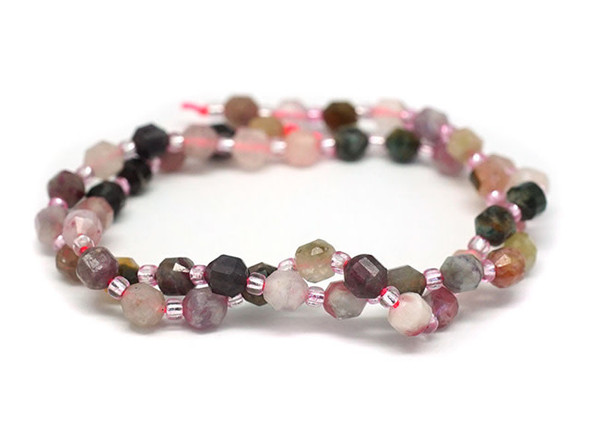 Dakota Stones Tourmaline 6mm Faceted Energy Prism - 15-16 Inch Bead Strand