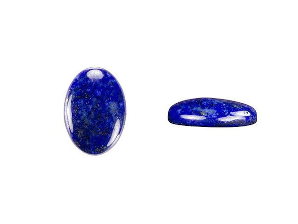 Bring stunning style to designs with the Dakota Stones 14x10mm lapis lazuli oval cabochon. This small oval-shaped cabochon features a domed front that will stand out nicely in designs. The back is flat, so you can easily add it to projects. Add it to bead embroidery designs or use it to decorate crafts. Lapis lazuli is a semi-precious stone that contains primarily lazurite, calcite and pyrite. It was among the first gemstones to be worn as jewelry and worked on. It features deep blue color with shimmering flecks of gold. Metaphysical Properties: Lapis lazuli is said to enhance insight, intellect and awareness.Because gemstones are natural materials, appearances may vary from piece to piece.Length 14mm, Width 10mm