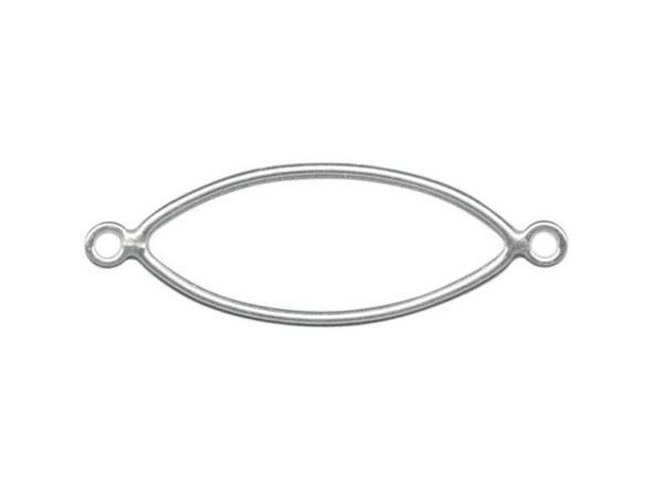 Sterling Silver Jewelry Connector, Marquise, 25mm, 2 Loop (Each)