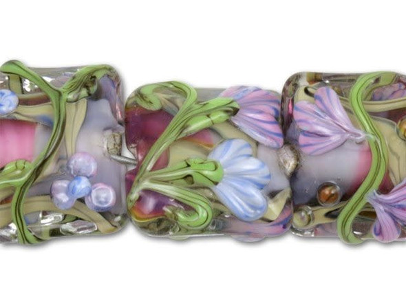 Purple Flowers with Purple and Hot Pink Center Mix Pillow Beads (7pcs)