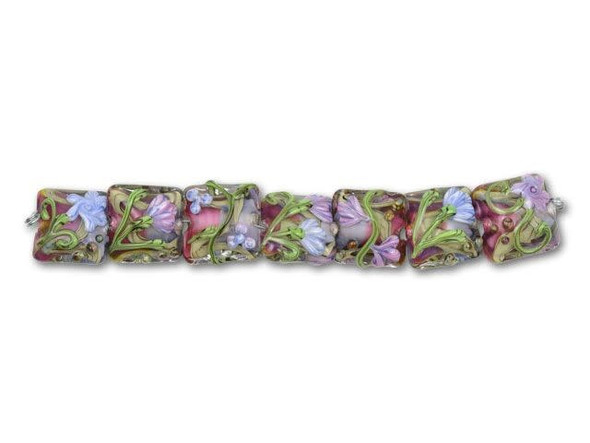 Purple Flowers with Purple and Hot Pink Center Mix Pillow Beads (7pcs)