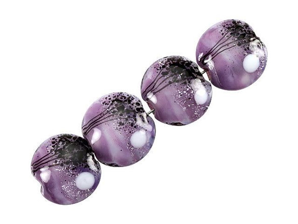 African Violet Moonlight Lentil Bead Strand (4 pcs)